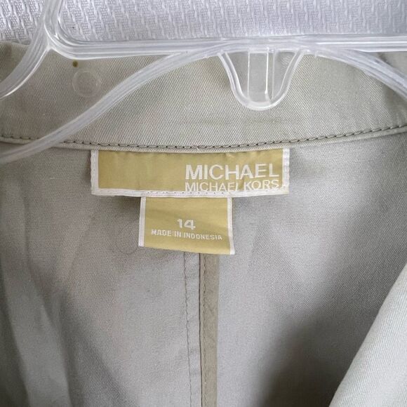 Michael Kors Womens One Button Blazer Suit Jacket Tan 100% Cotton Size 14 - Picture 3 of 12